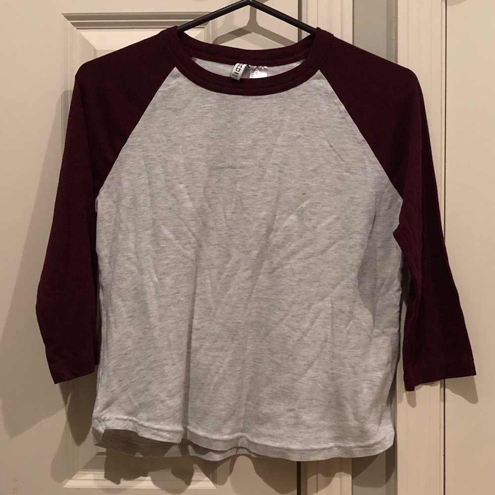 Red and grey baseball tee
